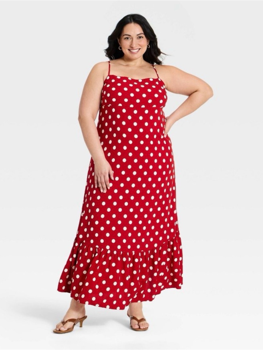 A New Day Open Back Polka Dot Maxi Dress Size XL